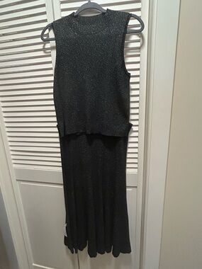 Banana Republic Black Glitter Sleeveless Top and Maxi Skirt